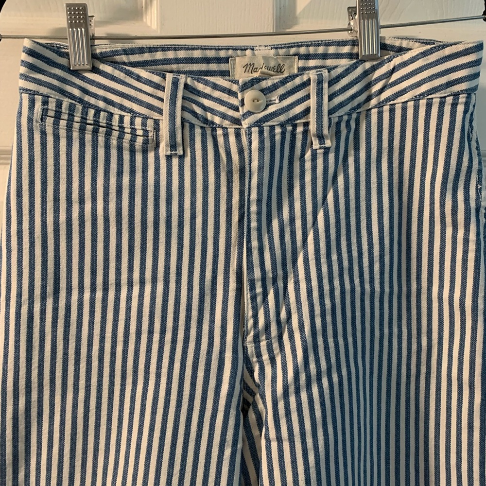 Madewell striped cropped wide leg denim